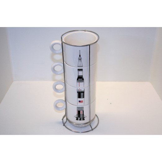 Saturn V Stackable Espresso Cup Set